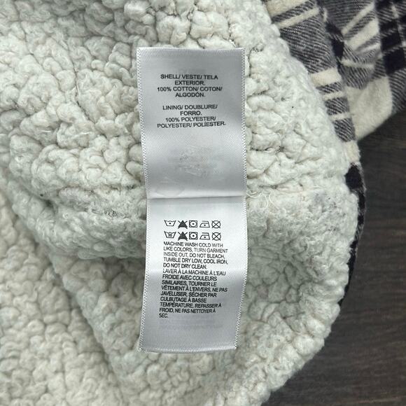 Lucky Brand Long Sleeve Snap Front Plaid Sherpa Lined Flannel Shacket Size M - Picture 6 of 6